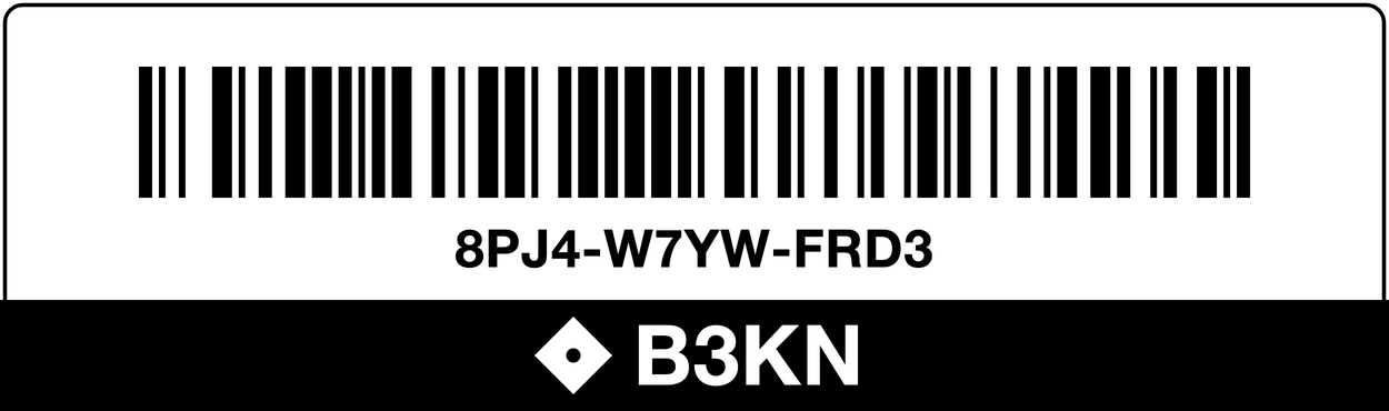 B3KN Grading slab label back — certification barcode and serial